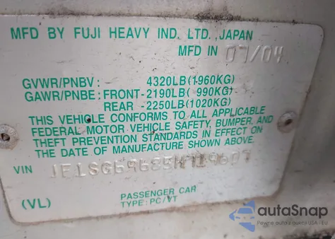 2005 Subaru Forester 2.5Xt из США, поврежденный, VIN JF1SG69685H719607